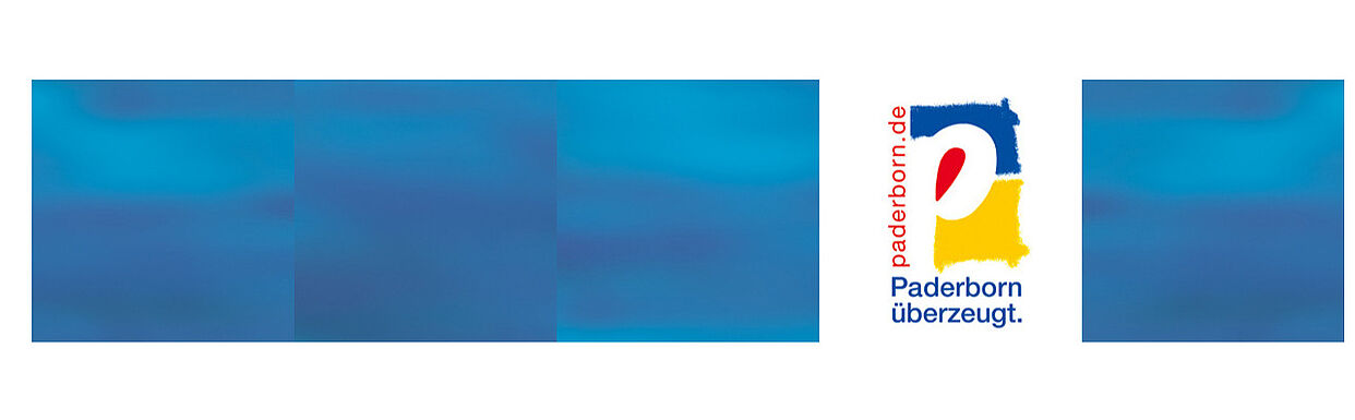 Das Bild zeigt im Corporate Design eine blaue Kachelleiste mit der Aufschrift Stadt Paderborn